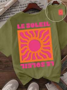 Camiseta de manga corta con cuello redondo para mujer, estampado de leopardo con diseño gráfico de sol en inglés, adecuada para primavera y verano, opción premium para vacaciones y viajes, tela cómoda y transpirable, diseño exquisito y a la moda. - Verde 4 - Ver 5