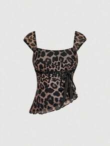 Conjunto de 2 piezas para mujer con lunares: top con dobladillo asimétrico y falda de cola de pez de cintura baja con decoración de lazo, retro, vintage, conjunto de verano de dos piezas, para invitada de boda, vacaciones, cumpleaños, concierto - Multicolor 4 - Ver 3