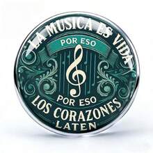 2DFLAT Spanish Music Themed Stainless Steel Brooch, Creative Music Note & Text Brooch "La Musica Es Vida", Vintage Music Lover Accessory, Decorative Pin - A - View 1