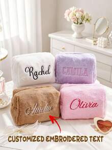 Customized Plush Cosmetic Bag, Suitable For Bridesmaids, Bridal Party And Travel Storage, Children's Stationery Storage Pouch, Gift Storage Bag - Multicolor - View 2