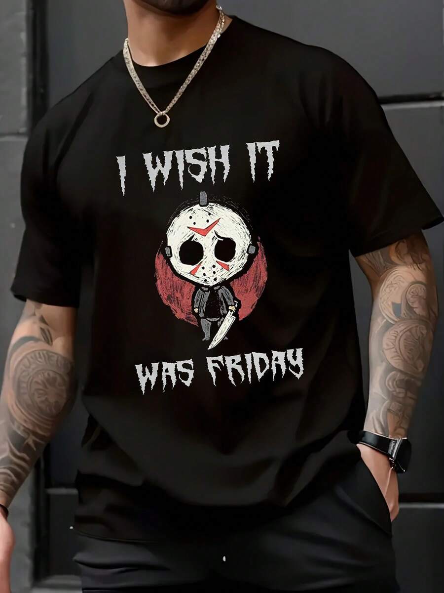 Camisetas casuales de manga corta y cuello redondo para hombre en verano - Negro - Ver 1