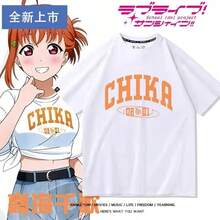 Camiseta de manga corta con temática de anime estilo Ruby de Aqours, en colaboración con Lovelive x Sunshine. - Negro - Ver 2