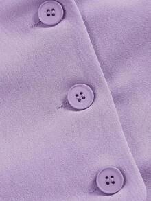 Juego De Dos Piezas Para Mujer Con Chaleco Y Pantalones De Color Sólido - Púrpura malva - Ver 4