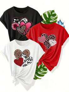 Camiseta de manga corta con cuello redondo para mujer, corte holgado, casual y versátil.Presenta estampados de letras minimalistas modernos, elegantes y exquisitos, lo que lo hace perfecto como prenda básica; está hecho de tela suave con excelente caída. - Negro - Ver 1