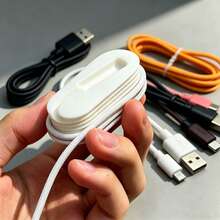 Organizador de cables impreso en 3D compacto, compatible con dispositivos Apple - Enrollador de cable USB-C trenzado & de goma portátil de 1M, accesorio de escritorio para viaje, oficina y hogar - Ver 6