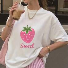 Camisa de manga corta con estampado floral para mujer, blusa de verano, ropa informal femenina, camiseta, diseño floral exquisito, adecuada para cualquier ocasión - Blanco - Ver 8