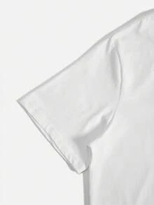 Camiseta manga corta cuello redondo 100% algodón, estampado trendy, tejido ligero y ventilado, estilo moda casual, apta para vida diaria, salidas informales y citas en primavera, verano y otoño - Negro - Ver 9