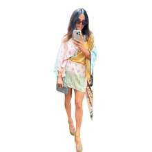 Bohemian All Over Print Sheer Satin Robe Mini Dress, Casual Flowy Design For Summer Travel & Beach Vacation - 花色 - 查看 6