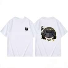 Camiseta de manga corta unisex de verano, casual, versátil y a la moda, merchandising del juego Arknights Administrator. - Negro - Ver 5