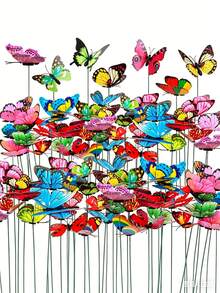 10pcs Colorful Butterfly Wedge Decor, 3D Waterproof Butterfly Decorations, Butterfly Party Decor, Garden Wedge Decor For Lawn And Planter, Wedding Party Decor, Garden Decoration, Modern Valentine's Day Home Decor, Glow-In-The-Dark Decor For Planter And Pot, Garden Decoration - Multicolor - View 15