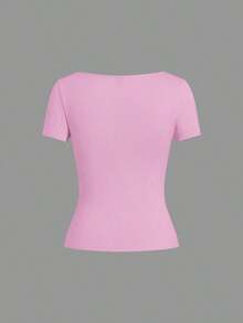 Set de 3 camisetas de punto para mujer, multicolor, camisetas básicas de primavera/verano para mujer, tops ajustados básicos, paquete de tops básicos, tops básicos para mujer, tops de ajuste ceñido, tops básicos, tops de mujer de cuello cuadrado, tops de verano para mujer, tops de manga corta para mujer, tops de verano para mujer, camisetas de mujer - Multicolor 9 - Ver 9