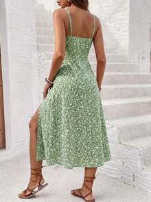 Vestido de tirantes con abertura y nudo de mujer, versátil y con textura de moda - Multicolor 2 - Ver 2