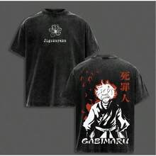 Camiseta Oversized Retro Lavada de Gabimaru "The Hollow", Hell's Paradise Assassin IRLL - Negro - Ver 8