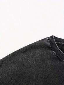 Ropa de hombre; Camiseta de verano de 230g de peso pesado con estampado de cera para hombres y mujeres - Corte holgado, cuello redondo, mangas cortas, con un estampado de flores silvestres y - Blanco - Ver 8