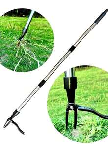1pc 4-Prong Long Handle Weeding - Stainless Steel, Ergonomic Handle For Easy Weeding Without Bending, Gardening Removal Tool | Ergonomic Handle Design | Sturdy Construction, Puller - Single Head - View 3
