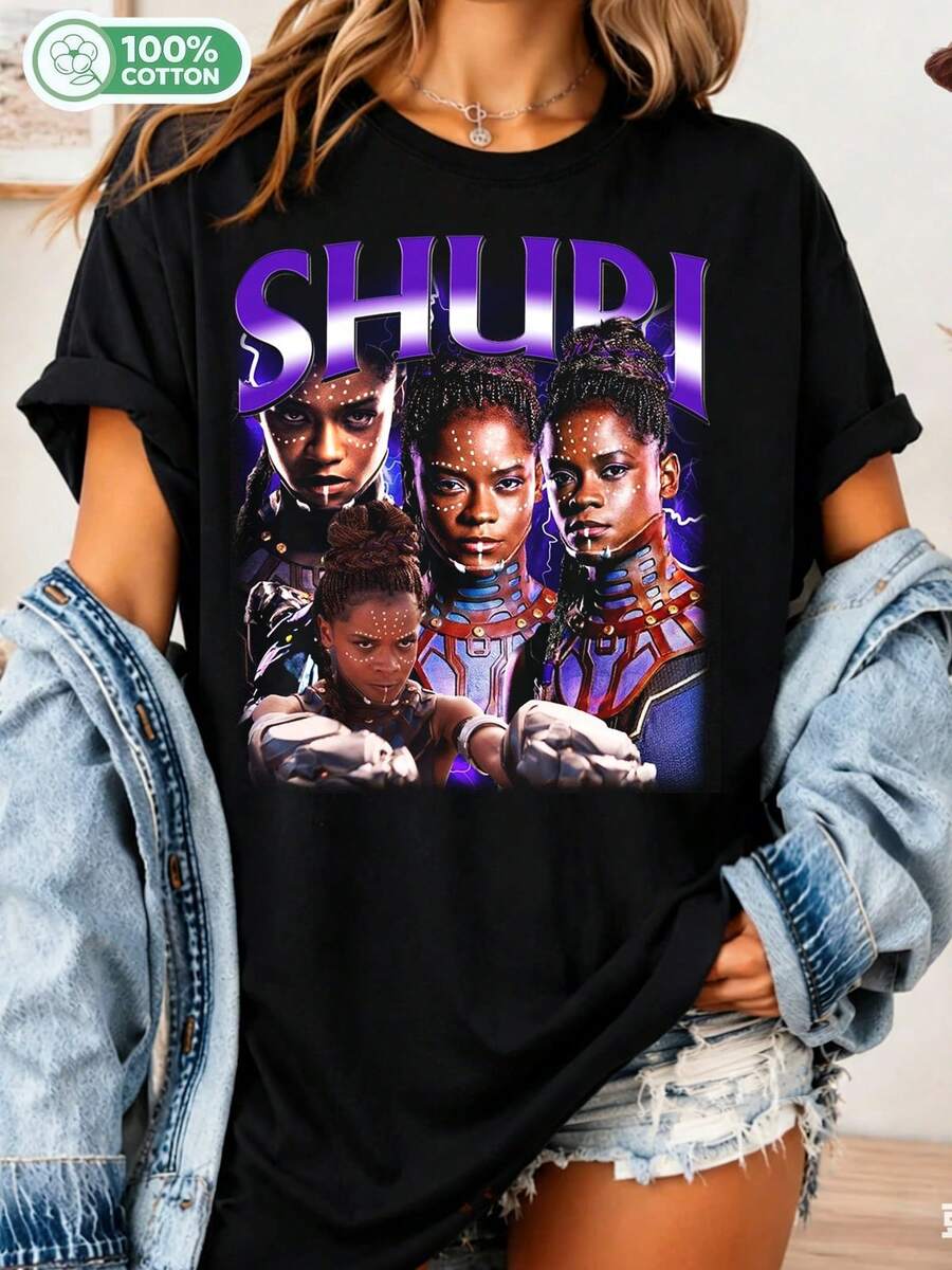 Limited Edition Vintage Shuri T-Shirt, Black Panthers Gift For Women And Men, Retro Unisex Tee For Superhero Fans_............___ - Black - View 1
