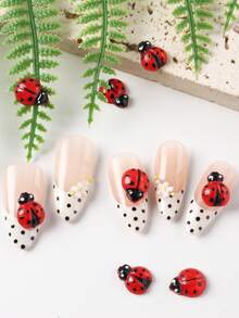 Cute Cartoon Ladybug Nail Charms Resin Insect Flatback Seven-Spotted Ladybug Summer Insects Nail Art Decorations DIY Manicure Accessories Nail Supplies - Multicolor - View 5