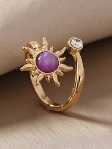 Anillo floral geométrico minimalista, adecuado para el uso diario de las mujeres y como regalo - Multicolor - Ver 14