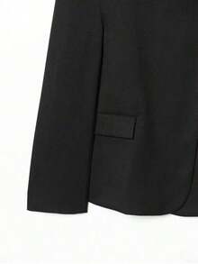 TF.MLN Chaqueta blazer de mujer de unicolor de manga larga y abotonadura sencilla, abrigo de cuello alto de moda vintage profesional para mujer, para otoño y primavera - Negro - Ver 10