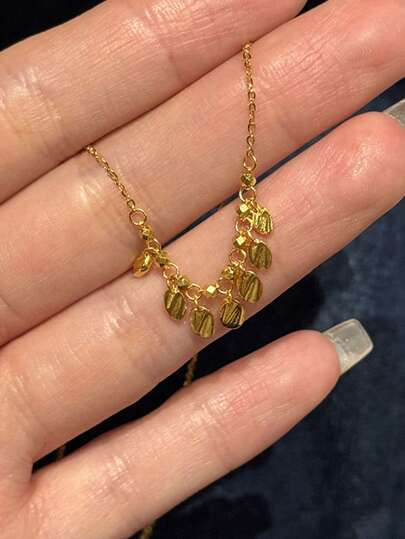1 chiếc vòng cổ mặt dây chuyền hình đĩa lông vũ vàng óng ánh bán chạy nhất, kiểu dáng tối giản hiện đại theo phong cách Trung Hoa, vòng cổ thời trang hàng ngày dành cho nữ.