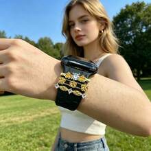 3pcs Zinc Alloy Rhinestone Decorated Bands, Suitable For Apple Watch Bands, Easy To Transform Smart Watch, Create Delicate Daily And Date Outfits, Full Of Girly Charm (Watch Band Not Included) - Mouldless - View 2