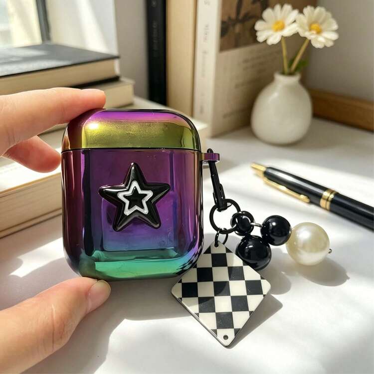 Ốp bảo vệ tai nghe Bluetooth không dây Apple Y2k họa tiết hoạt hình Graffiti/Little Devil/đen bóng, chống trầy xước và chống va đập, tương thích với hộp sạc tai nghe Bluetooth Apple - Nhiều màu - Xem 2