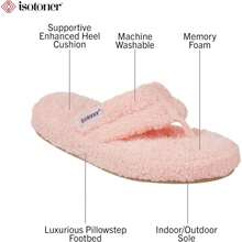 Isotoner Women's Indoor/Outdoor Cozy Plush Terry Knit Clog And Flip Flop Slippers With Foam Comfort - 夾腳拖 + 8.5-9 + 晚間沙灘 - 查看 2
