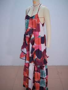 Vestido tirantes volantes estampado combinado verano 2026 - Multicolor - Ver 8
