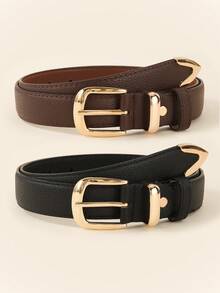 1/2pcs Solid Color Casual Vintage Elegant PU (Polyurethane) Versatile Daily Wear, Can Be Paired With Sweaters, Jeans And Jackets, Suitable For All Seasons - Multicolor - View 7