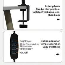 Đèn bàn LED toàn phổ RA97, đèn kẹp bảo vệ mắt với cần đèn linh hoạt, có thể điều chỉnh độ sáng, thích hợp cho đọc sách, văn phòng và học tập. - Đèn nền máy tính - Xem 8