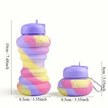 World Cup Edition! 500ml (16.9oz) Gradient Color Foldable Silicone Water Cup - Donut Design Portable Silicone Insulated Bottle With Carabiner, Suitable For Outdoor Travel, Hiking, Camping, Fitness, And Sports - Perfect Gift For Graduation, Back-To-School Day, Valentine's Day, Birthdays, And Christmas For Couples - Màu tím - Xem 10