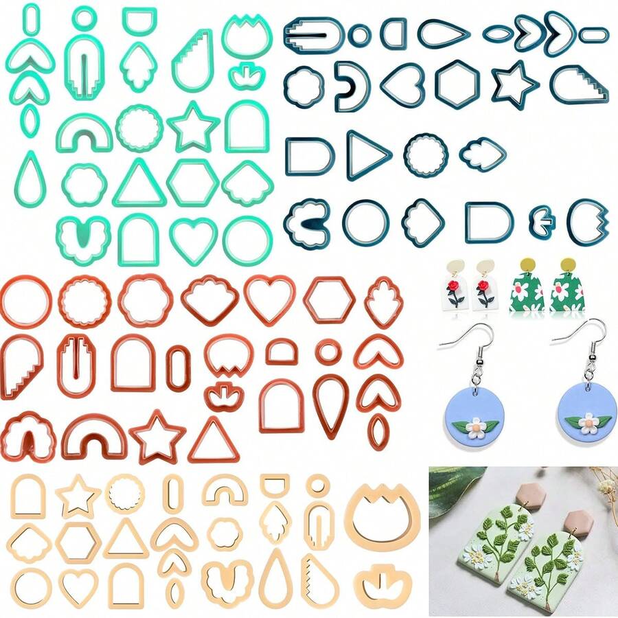 24件套几何形状聚合物粘土切割模具套装,适用于DIY项链和吊坠制作,适合初学者和珠宝艺术家,聚合物粘土耳环制作工具,粘土珠宝制作套装 - 24件套裝 - 查看 1