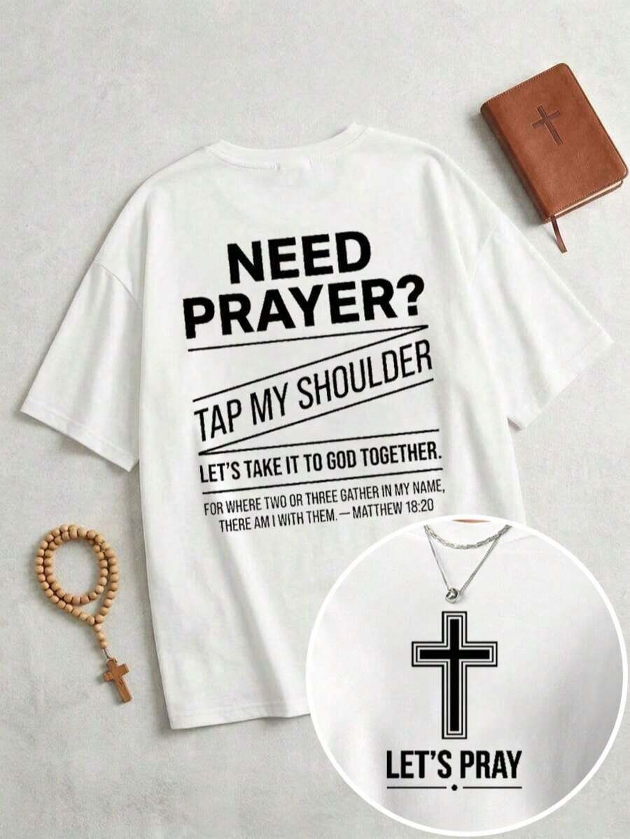 Lindas Camisetas Unisex Casuales Premium ¿Necesitas Oración? Camiseta Gráfica Unisex de Algodón Suave "Tap My Shoulder" – Inspiración de Fe Cristiana con Versículo Bíblico, Ropa Casual Urbana - Blanco - Ver 1