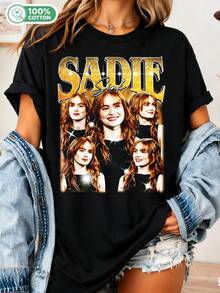Sadie Sink Lover Retro Unisex T-Shirt, Max Mayfield Retro Fan T-Shirt, Trendys Movie Graphic T-Shirt, Sadie Sink Aesthetic T-Shirt - Black - View 6