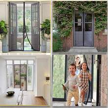 Puerta Mosquitera Autoadhesiva Magnética, Fácil Instalación Sin Perforar, Ventilada y Transparente, para Puertas de 90/100cm x 210cm, 3 Colores Disponibles - Negro - Ver 12