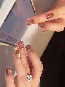 半固化凝胶美甲贴，20片装，持久耐用，沙龙级品质，易于粘贴和卸除，需配合UV灯使用 - 紫紅色 - 查看 5