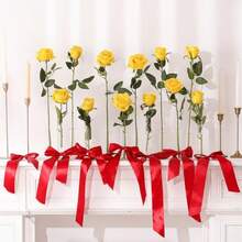 1/5/10/12/20 Piezas Rosas Artificiales Amarillas de 20 Pulgadas, Regalos del Día de San Valentín, Rosas Artificiales de Alta Gama, Adecuadas para Decoración del Hogar, Decoración de Habitaciones, Decoración de Mesas, Decoración de Bodas, Ramos Nupciales, Flores de Muñeca, Elaboración de Ramos. Adecuadas para el Hogar, Restaurante, Dormitorio, Decoración de Jarrones. - Amarillo - Ver 5