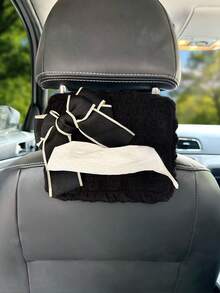 1pc Black Bow Tissue Box, Car Tissue Paper Holder, Decorative Storage Box For Automotive - Tissue Box - View 9