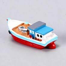 4pcs Mini Resin Simulation Fishing Boat Decor, Aquarium Sailing Decoration, Small Landscape, Beach Theme Party Decor - Multicolor - View 8