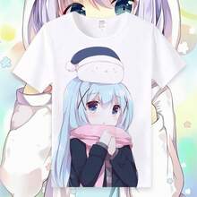 ¿Te gustaría pedir alguna mercancía de anime con temática de conejos? Camisetas de manga corta, ropa de anime de verano, estilo holgado. - Negro - Ver 7