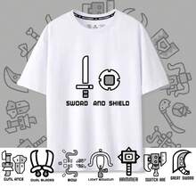 Camiseta de manga corta holgada unisex con cuello redondo y diseño de caza, inspirada en la espada grande de , para verano. - Negro - Ver 10