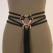 1 pieza Cinturón de cintura con nudo para mujer de talla grande, adecuado para damas, cadena de cintura estilo nórdico bruja, cinturón de cintura oblicuo de mago, decoración de cintura de chamán pagano vikingo, cuerda de cintura bohemia del Renacimiento, cuerda de cintura DIY - Multicolor - Ver 9