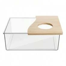 Contenedor transparente para baño de arena de hámster, caja de baño de polvo de acrilico para cobayas, casa de baño de arena para hámster, contenedor de baño para cobayas - Rectángulo - Ver 1