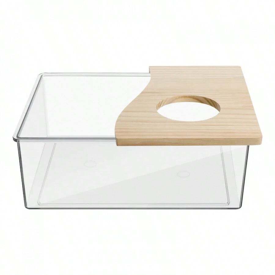 Contenedor transparente para baño de arena de hámster, caja de baño de polvo de acrilico para cobayas, casa de baño de arena para hámster, contenedor de baño para cobayas - Rectángulo - Ver 1