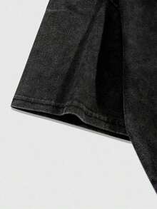 ROMWE MEN Camiseta de Manga Corta con Estampado Gótico Blanco para Hombre, Estilo Casual de Primavera/Verano - Negro - Ver 3