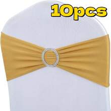 10pcs Elastic Chair Bows Ties With Round Buckle Sliders, Decorative Chair Back Ribbons For Wedding Party - Multicolor - View 14
