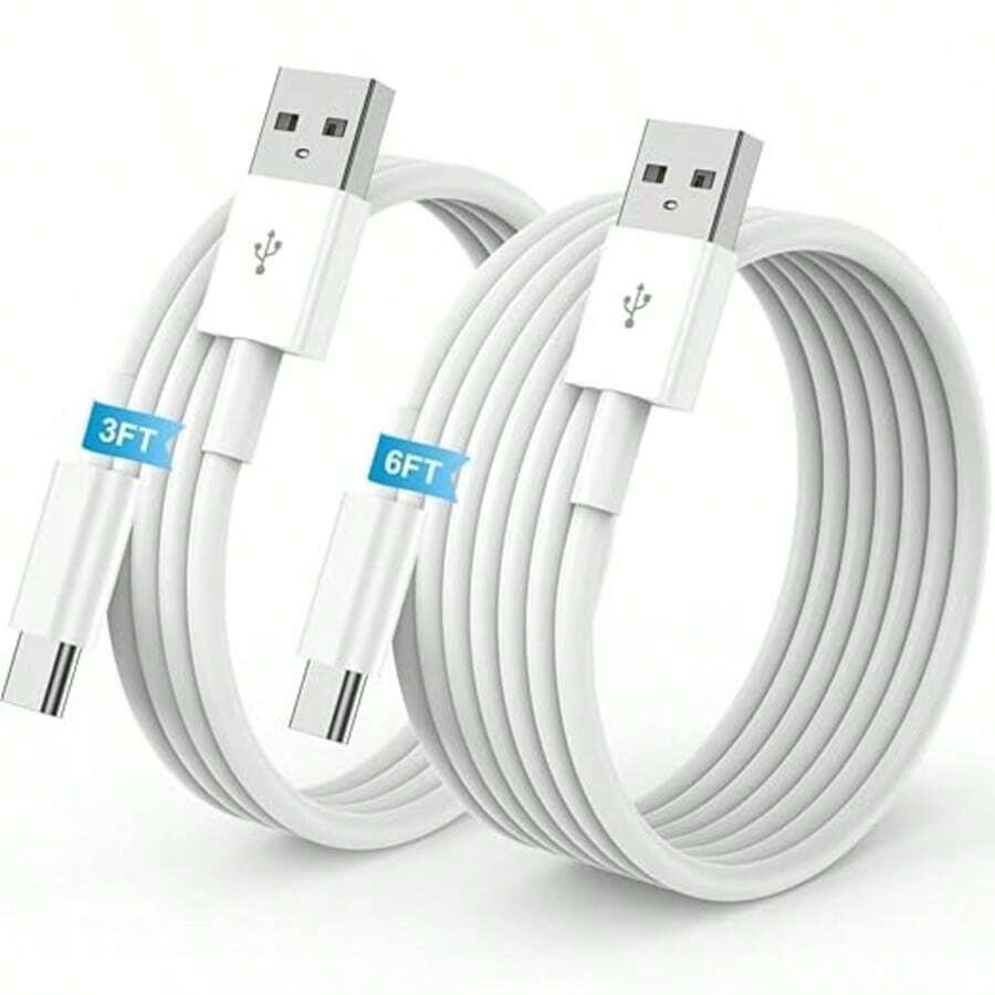 2条装 3.3英尺/6.6英尺 USB A 转 USB C 数据线,兼容苹果 17/16/15/Pro/Pro Max/Plus Type-C 充电线,适用于 iPad Pro 12.9/11、iPad Air 第五代/第四代,支持 CarPlay 充电,兼容安卓系统 - 彩色 - 查看 1