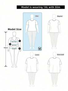 Camiseta holgada de manga corta con cuello redondo y estampado de eslogan facial, adecuada para verano, talla grande - Blanco - Ver 6
