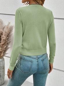 Cárdigan de mujer de unicolor de manga larga y abotonadura sencilla - verde menta - Ver 8