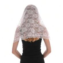 1pc Lace Rose Embroidered Triangular Headscarf, Women's Classic Lightweight Retro Headscarf, Cross Shawl For Church Wedding - Multicolor - View 8